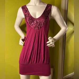 Ginger G Burgandy Sleeveless Mini Dress